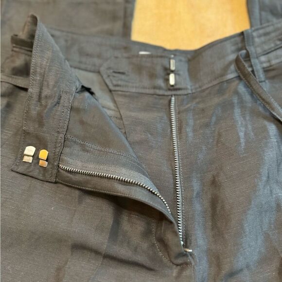 FRAME Wide‎ Leg Linen Blend Trousers High Rise Black Size 8 - Picture 12 of 14